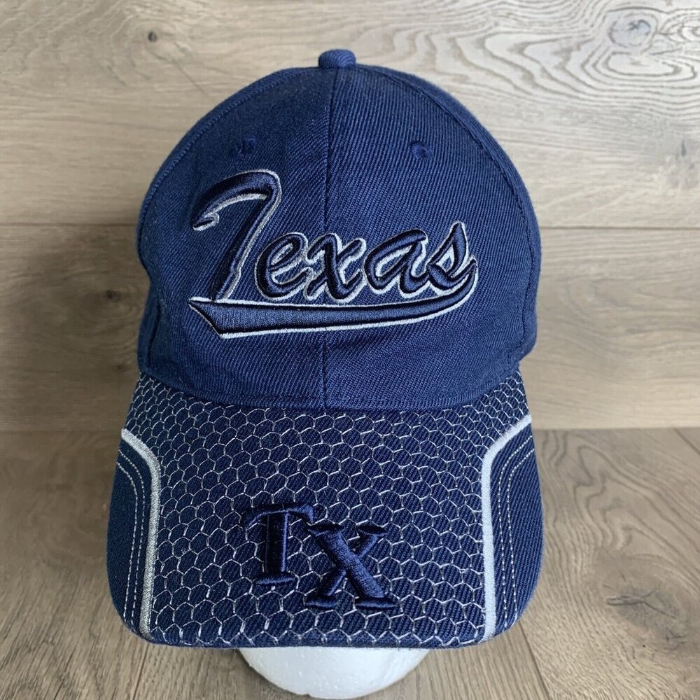 Texas Souvenir Ball Cap Blue Adj Hook & Loop Closure Embroidery TX Letters Texas